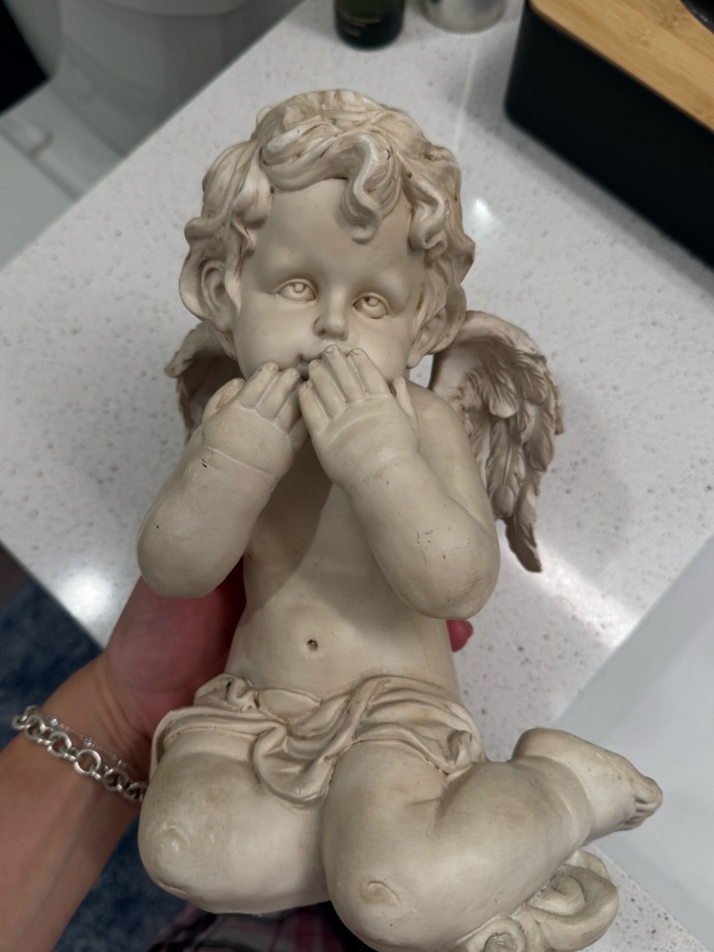 Vintage  Cream Cherub Angel Figurine - Decorative Home Accent